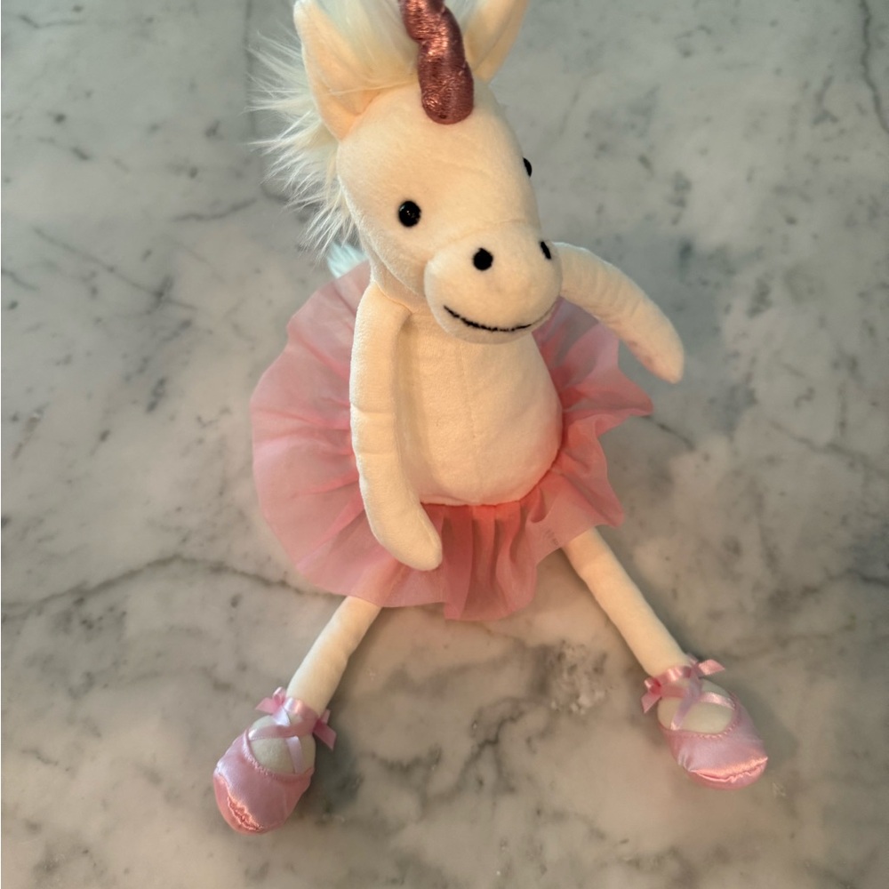 Jellycat White and Pink Stuffed Unicorn Ballerina